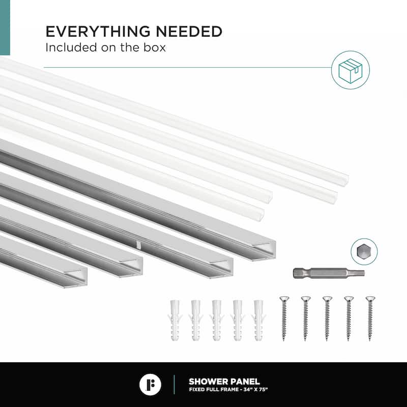 Fine Fixtures Single Fixed Clear Tempered Glass Shower Panel