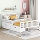 preview thumbnail 1 of 16, Full Size Wood Platform Bed with Guardrails on Both Sides and Two Storage Drawers White