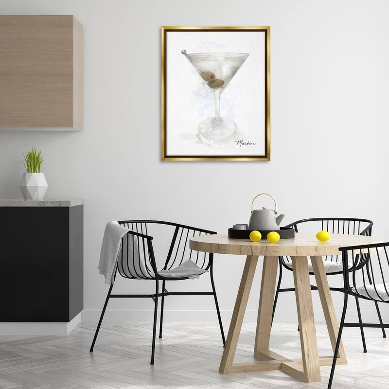 Stupell Soft Muted Martini Framed Floater Canvas Wall Art Design By Matthew Piotrowicz