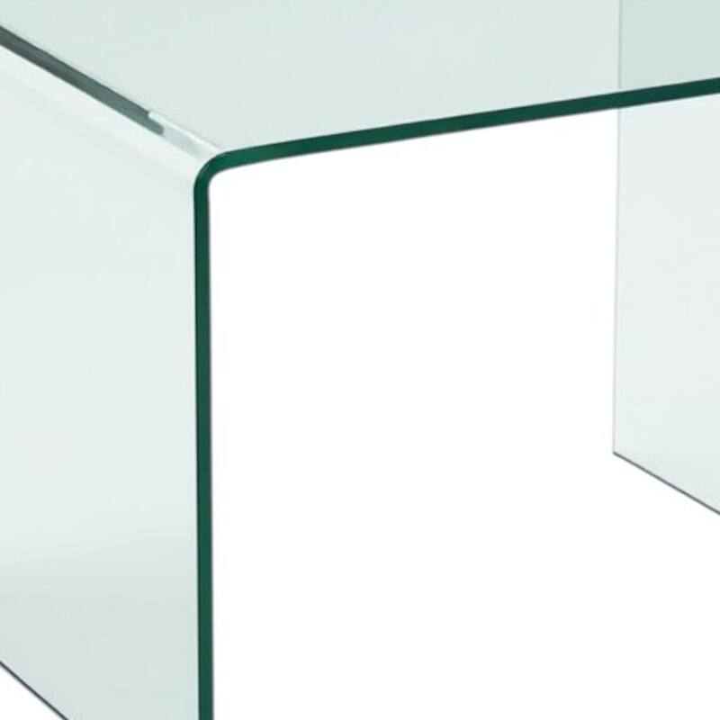 HomeRoots 19" Clear Glass Sled End Table - 19.72 in. x 18.89 in. x 15.80 in.