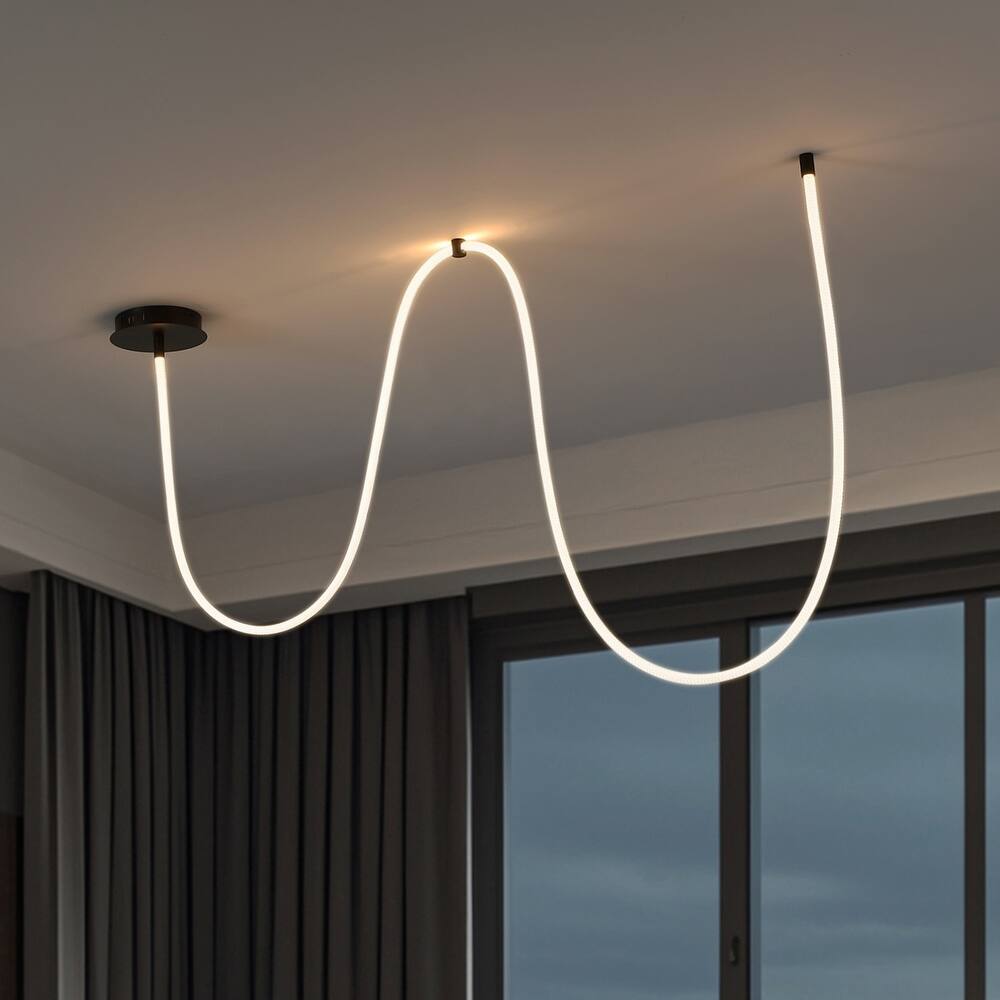 Adjustable Silicone Neon Rope LED Flush Mount, Dimmable, By JONATHAN Y
