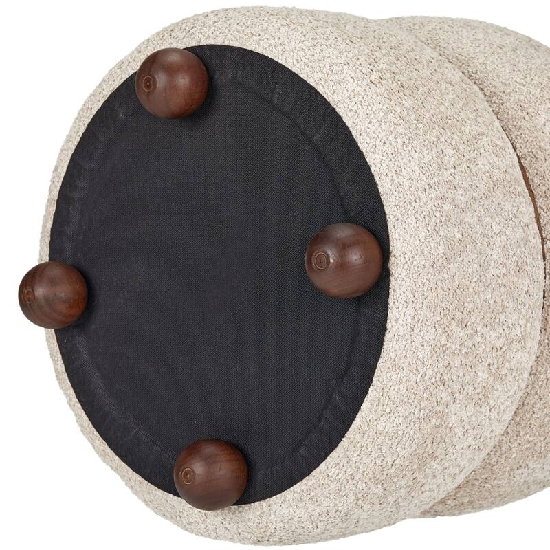 Double Pouf Round Upholstered Vanity Stool and Ottoman Foot Rest