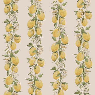 Galerie Wallcoverings Just Kitchens Lemon Stripe Design Vinyl on Non-woven Matte Wallpaper Roll