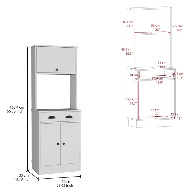 Tampa Kitchen Pantry with Drawer and 2 Cabinets