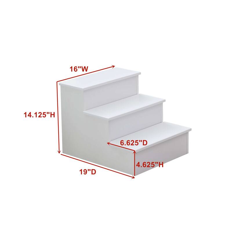 3 Step Wood Step Stool, White