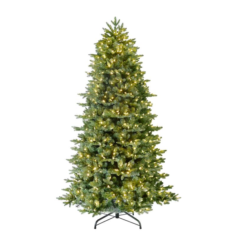 Puleo International 6.5' Pre-Lit Artificial Slim Noble Fir Tree with 600 Dual-Color LED Lights