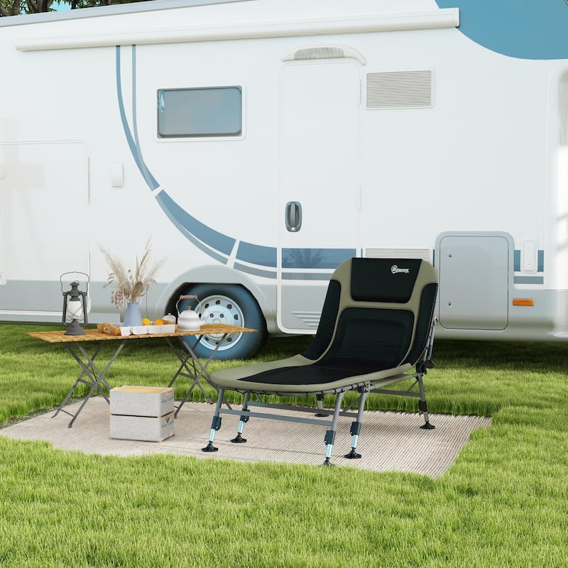 Foldable and adjustable recliner with upholstery and headrest