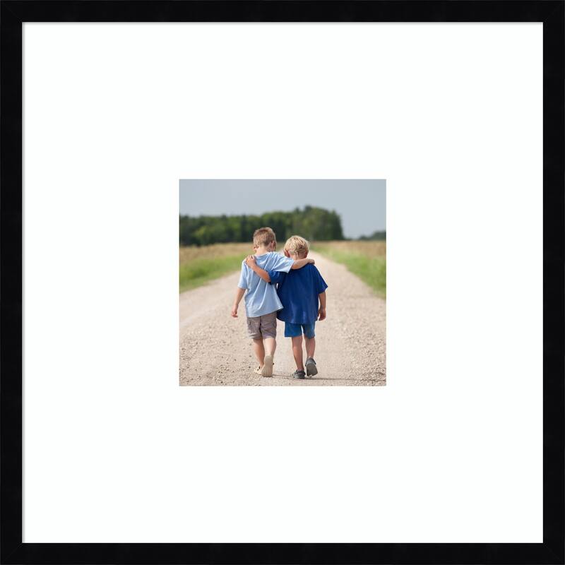 Svelte Clay Grey Framed Picture Frame, Photo Frame - 20x20 Matted White 8x8 - Svelte Noir Black