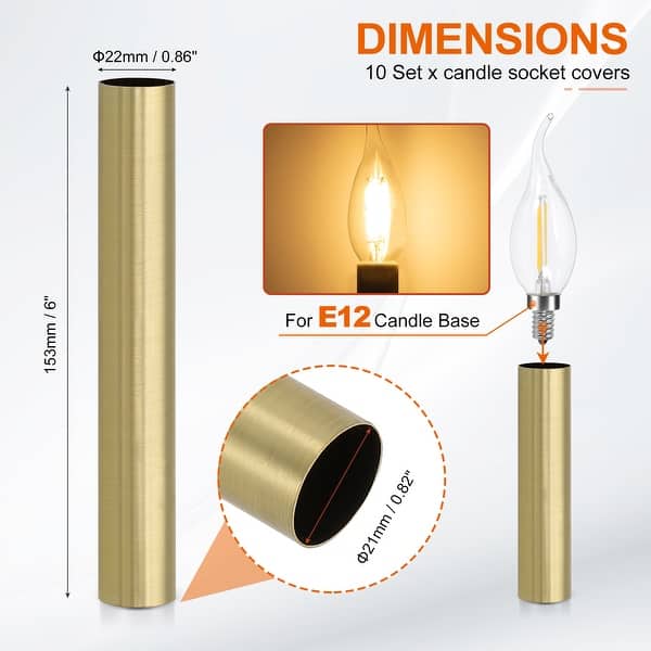 dimension image slide 59 of 102, Metal Chandelier Socket Sleeves Insulation Heat Shrinkable
