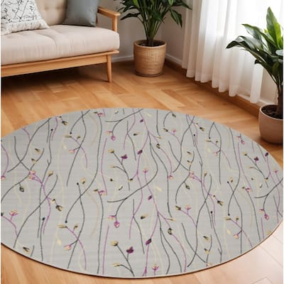 Luwo Power Loomed Geometric Floral Traditional Area Rug By HomeRoots - 96' X '96' X '0.5