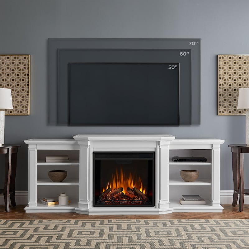 Valmont 74" Electric TV Stand Fireplace by Real Flame