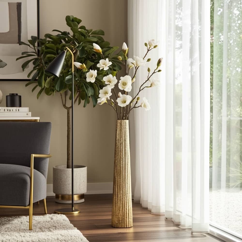 Decorative Vase with Textured Finish - Sculptural Vase for Home Decor