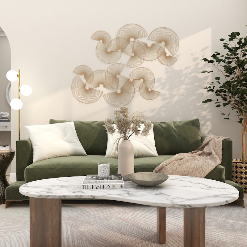 CosmoLiving by Cosmopolitan Gold Metal Crescent Overlapping Wire Fan Sunburst Home Wall Decor