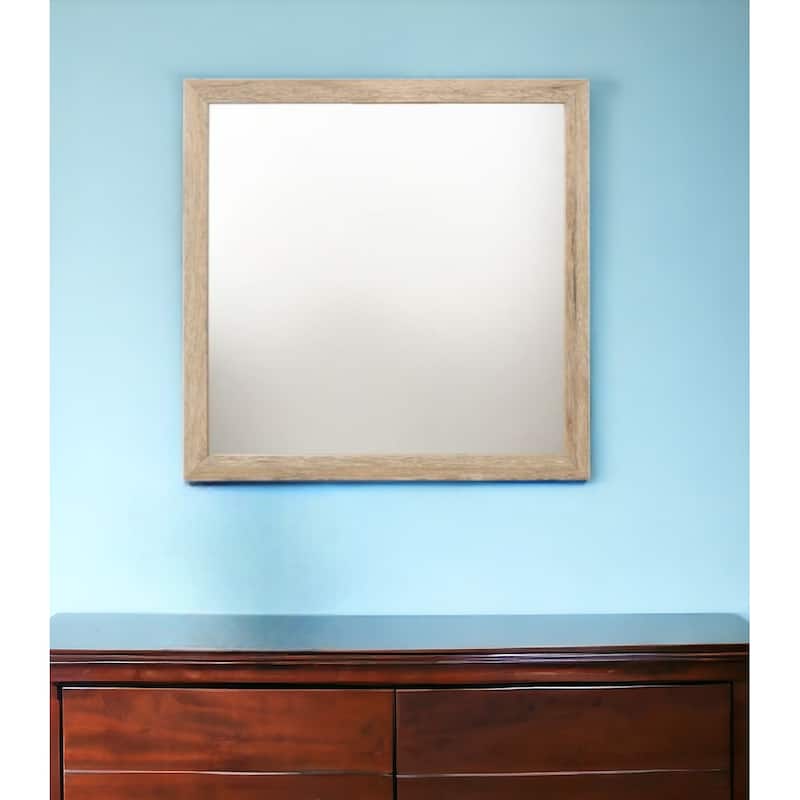 HomeRoots 40" Natural Square Wood Framed Mounted Dresser Mirror - 40' X '40' X '1 - 40' X '40' X '1