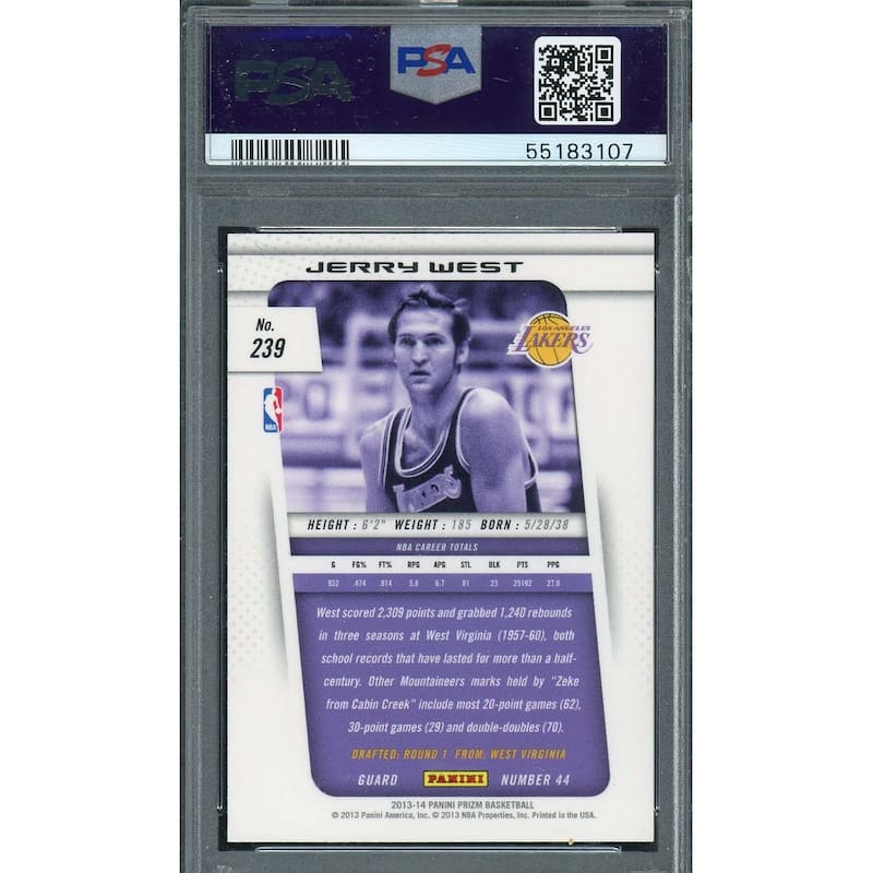 Jerry West 2013 Panini Prizm Basketball Card #239 Graded PSA 10 - 8'6" x 11'6"