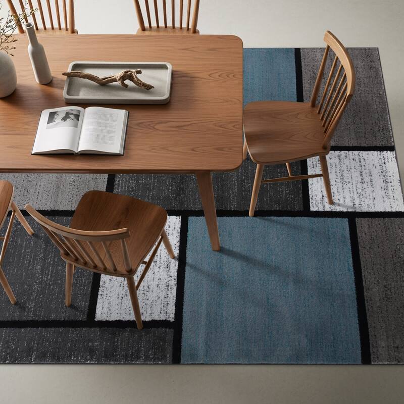 World Rug Gallery Contemporary Modern Boxed Color Block Area Rug