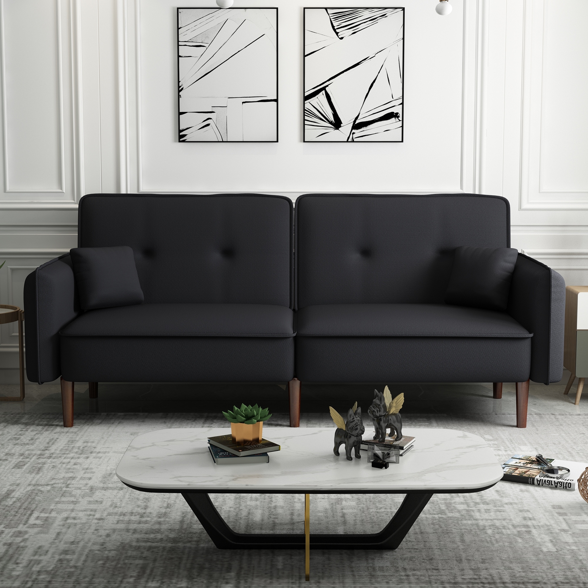 Versatile Futon Sleeper Sofa Bed 3 Seater Folding Straight Row