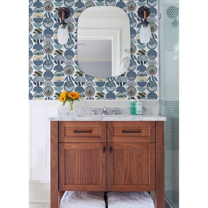 A-Street Prints Mage Blue Mod Geometric Wallpaper