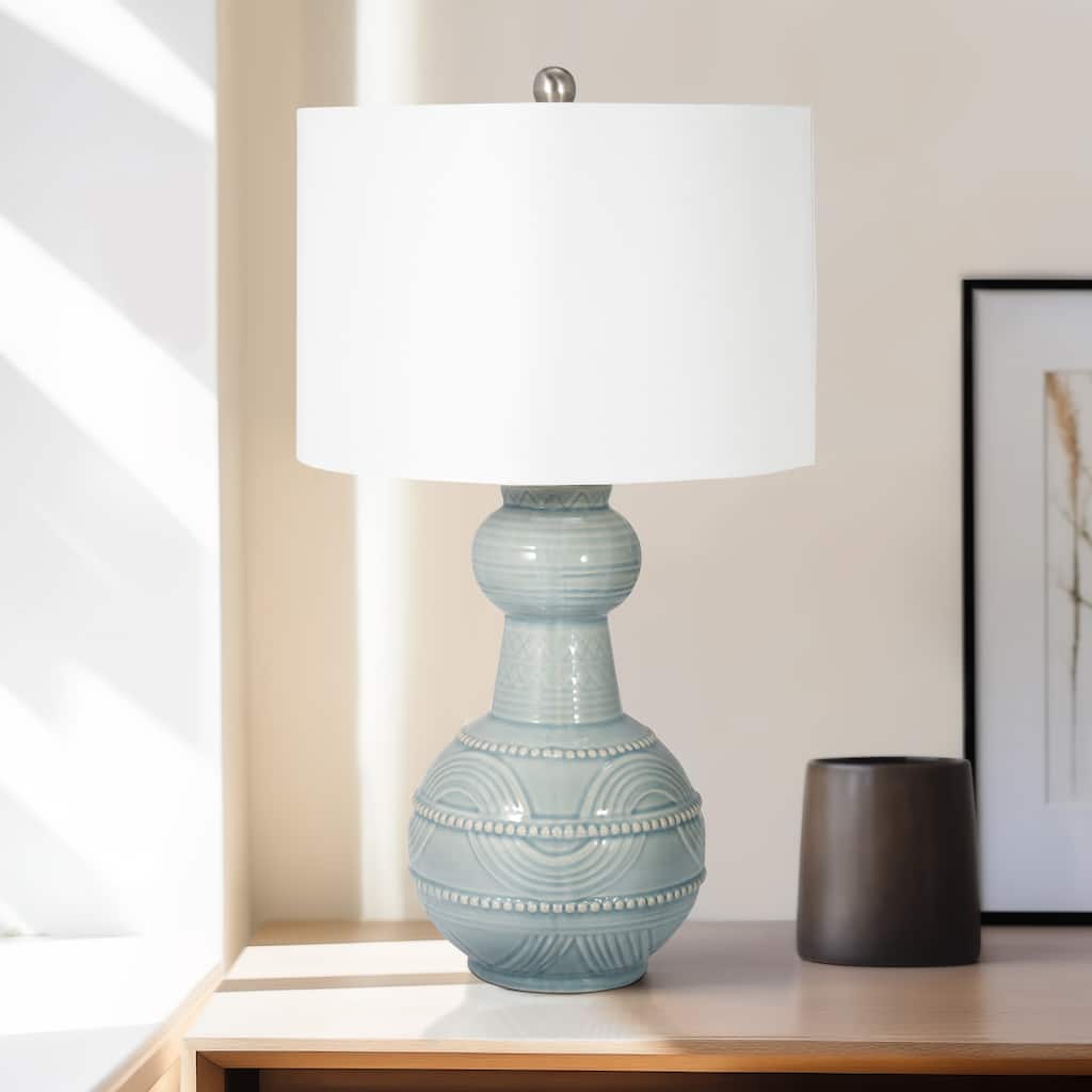 Sagebrook Home Ceramic 28" Bottle Table Lamp, Metal Base, Linen Shade, Stylish Lighting - 16" x 16" x 28"