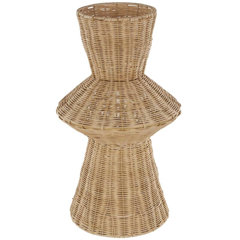 Rattan Handmade Woven Tapered Fluted Decorative Vase - Brown - Roche River Decor - Brown