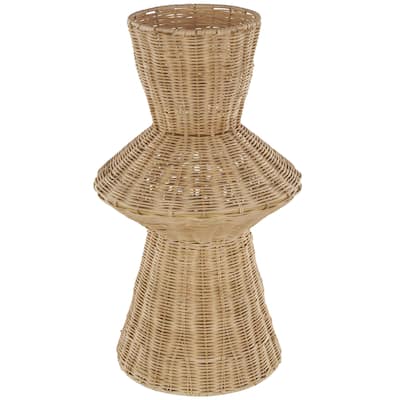 Rattan Handmade Woven Tapered Fluted Decorative Vase - Brown - Roche River Decor