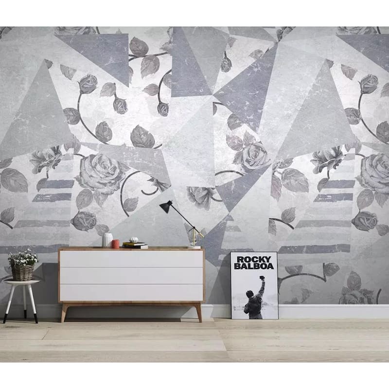 Floral Rose Geometric Nordic Flower Scandinavian Removable Wallpaper