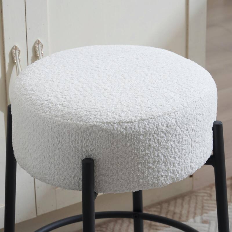 Set of 2 Contemporary Round Bar Stools - 24" Height, Ideal for Kitchens, Coffee Shops, and Bars