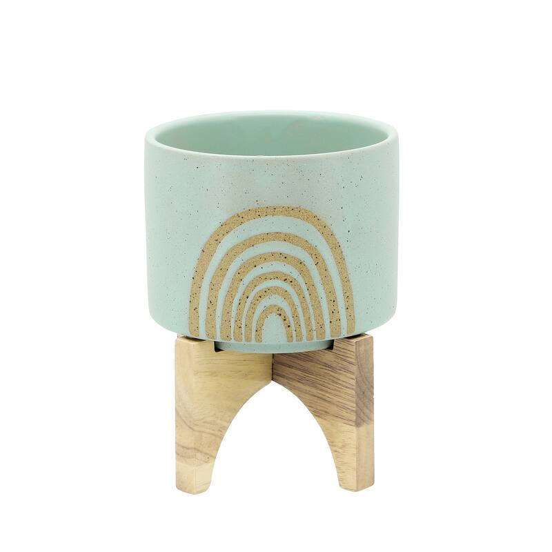 Sagebrook Home Ceramic Rainbow Arch Planter Pot with Stand