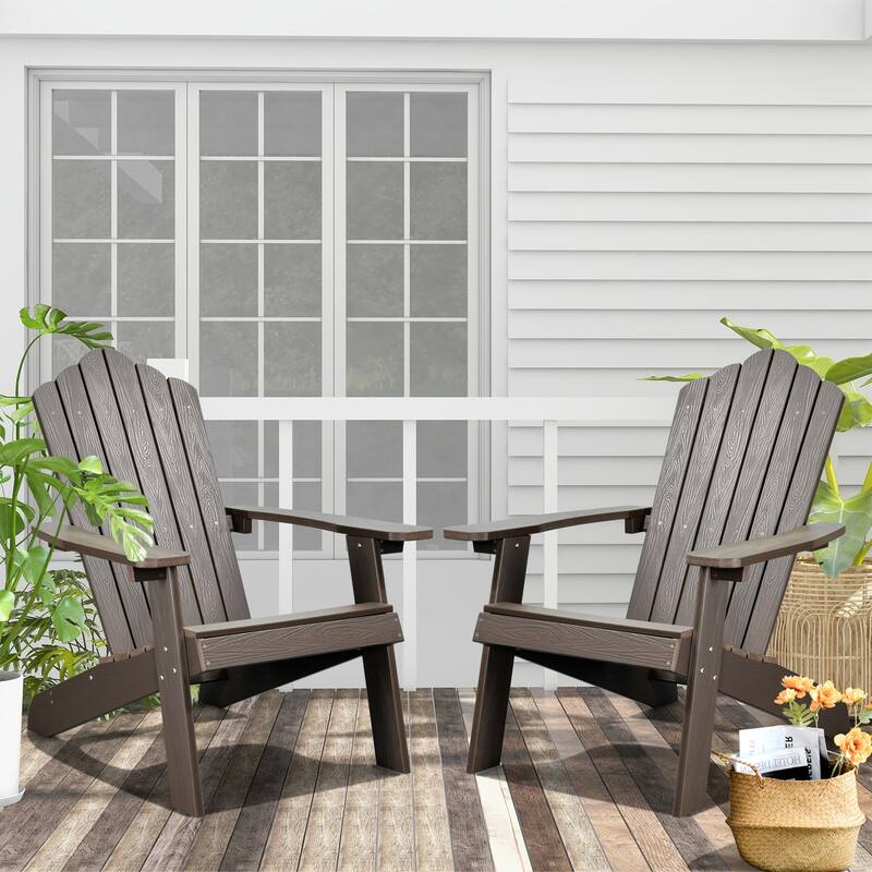 OVIOS Plastic Wood Adirondack Outdoor Patio Chair Set of 2