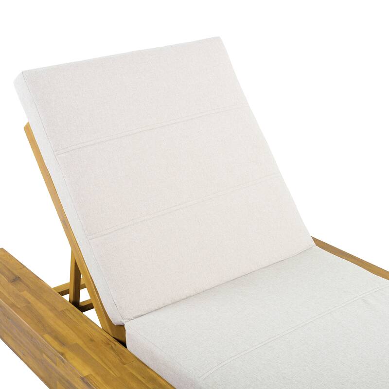 Christopher Knight Home - Amedea Outdoor Acacia Wood Chaise Lounge with Adjustable Backrest & Water-Resistant Cushion