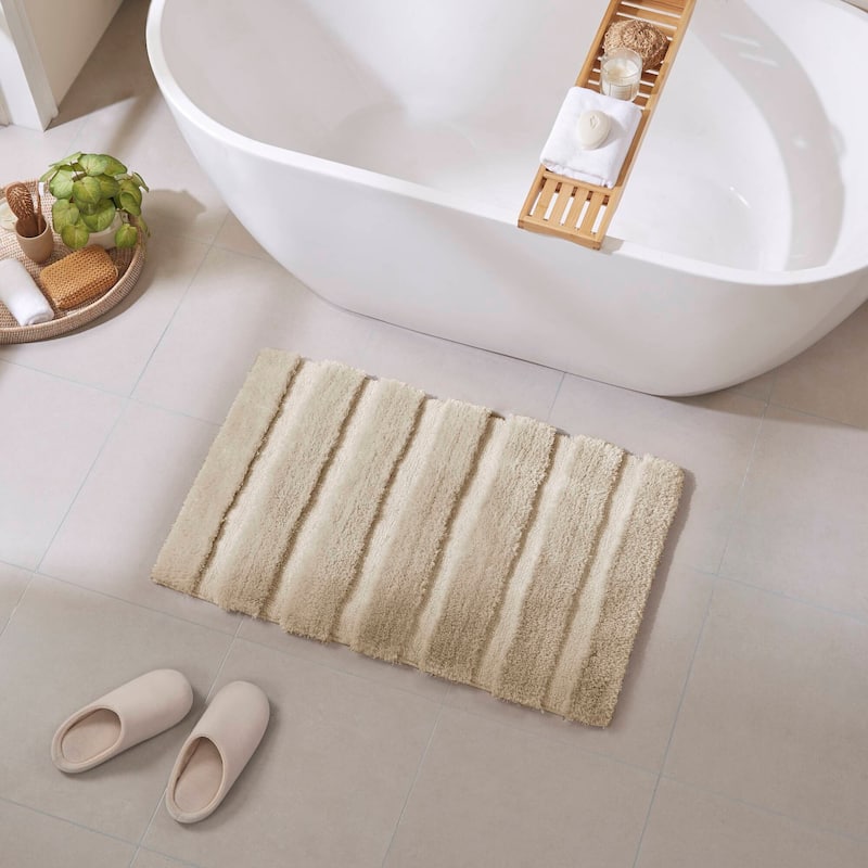 Madison Park Tufted Pearl Channel Solid Bath Rug - 21x34" - Wheat