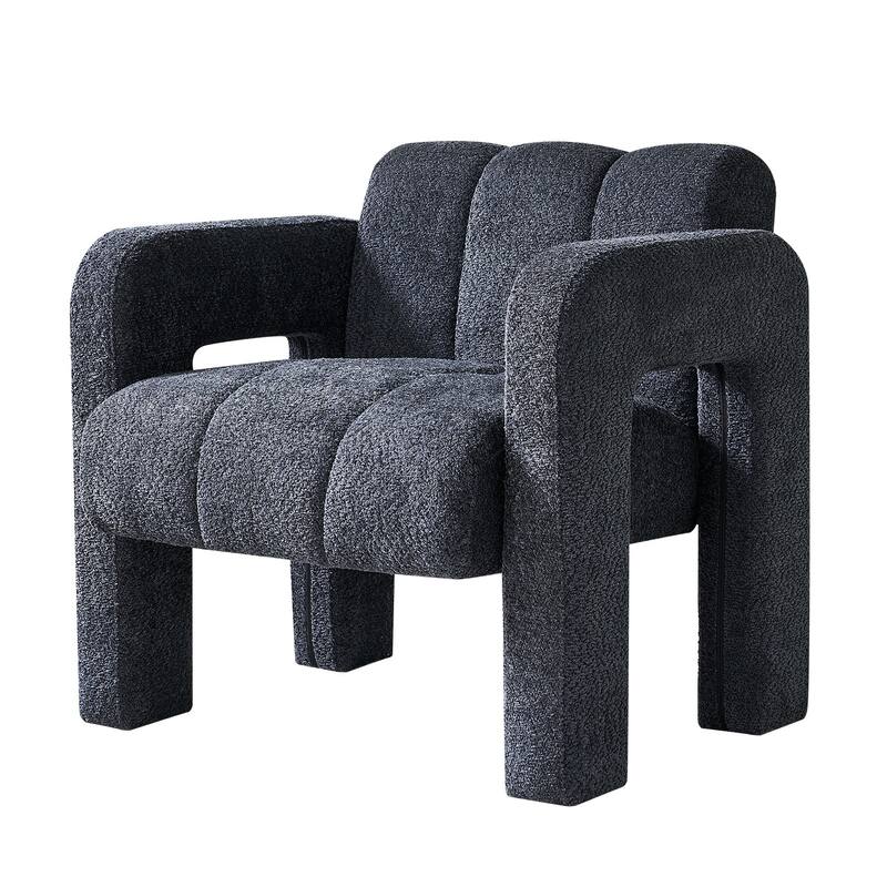 31.10" Wide Boucle Upholstered Accent Chair - Dark Grey