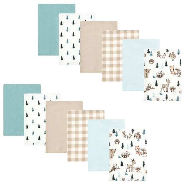 slide 1 of 1, Hudson Baby Infant Boy Cotton Flannel Burp Cloths Bundle, Boy Woodland Pals, One Size - Boy Woodland Pals - One Size One Size - Boy Woodland Pals
