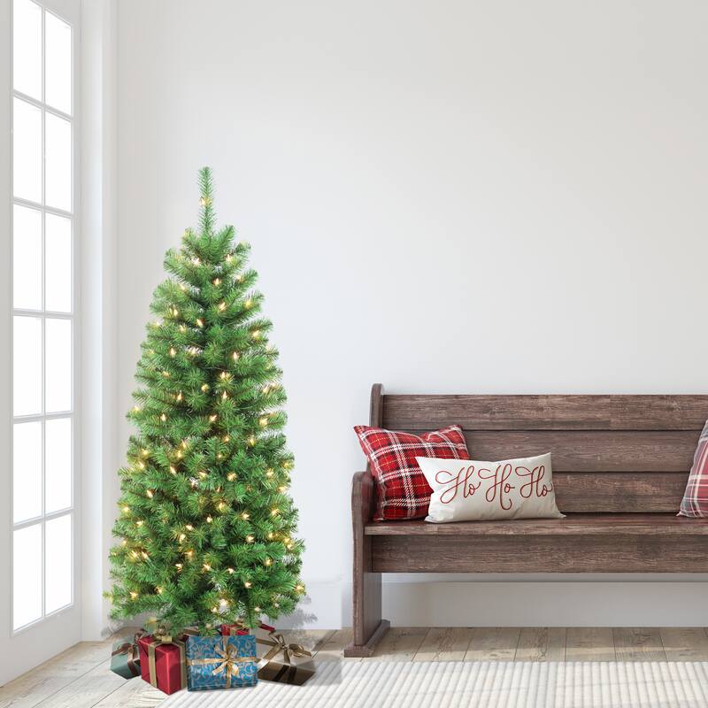 Puleo International Pre-Lit 4.5' Pencil Northern Fir Artificial Christmas Tree