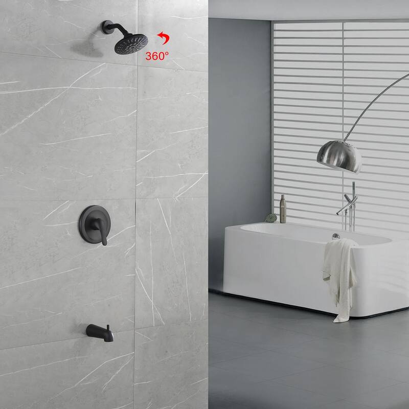 Wall Mount Shower Faucet With Tub Spout Matte Black Shower System Set With Rain Shower Head Tub Shower Trim Kit Set With Valve