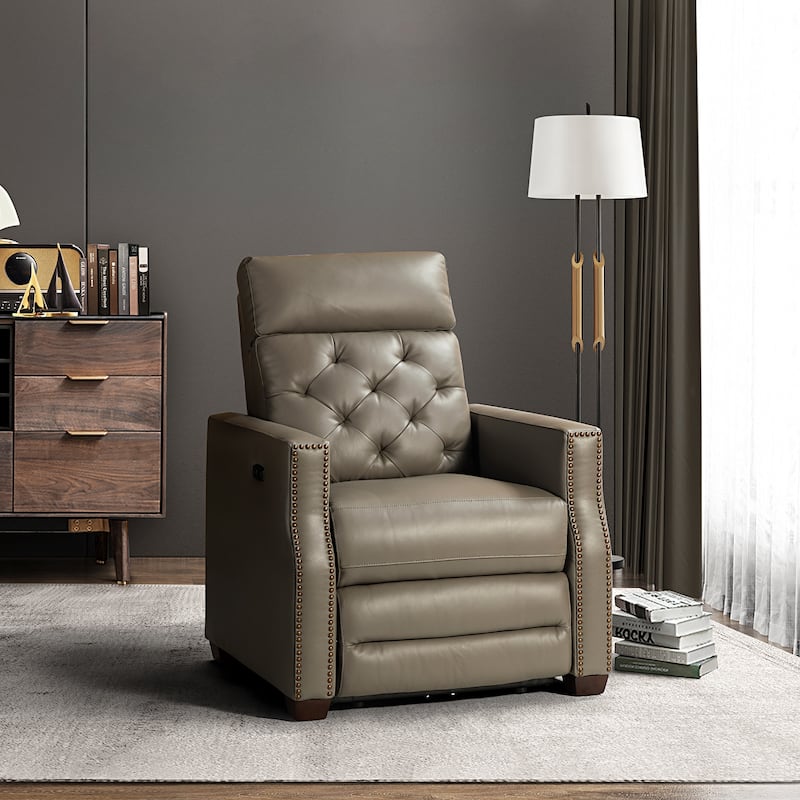Alina 31.50" Wide Genuine Leather Power Recliner with USB Port - Dove