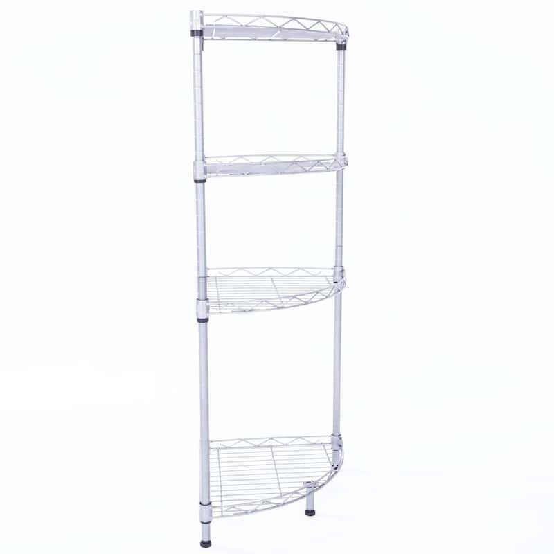 4-Tier Metal Storage Rack Silver