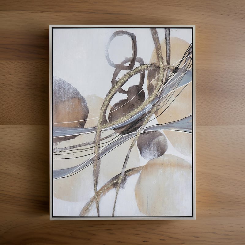 Bny 35 x 47 Abstract Wall Art Print, Watercolor Oil Painting, Brown, Silver