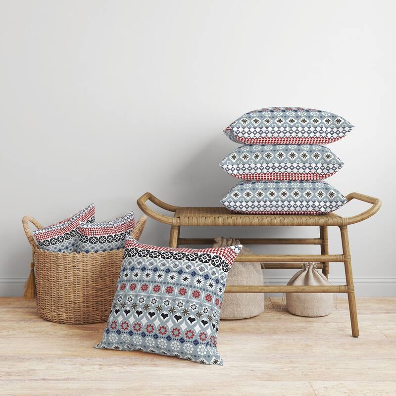 Shape Synergy Faux Suede Reversible Throw Pillow Gray and Blue