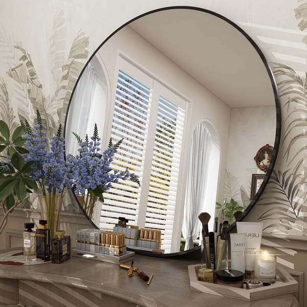 Round Black Frame Wall Bathroom Vanity Mirror - Bed Bath & Beyond ...