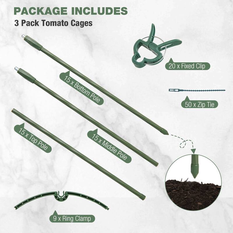 Gymax 3-Pack Garden Tomato Trellis 60'' Plant Support Cage w/