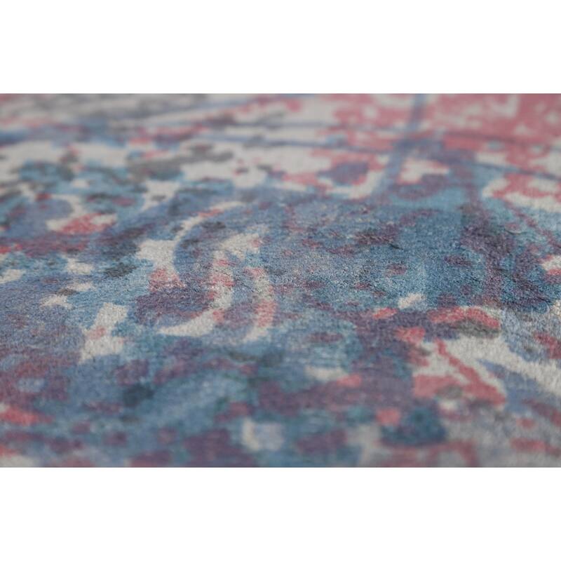 Contemporary Abstract Area Rug Hand-Knotted Multi-Color Wool Carpet - 6'7" x 9'8"