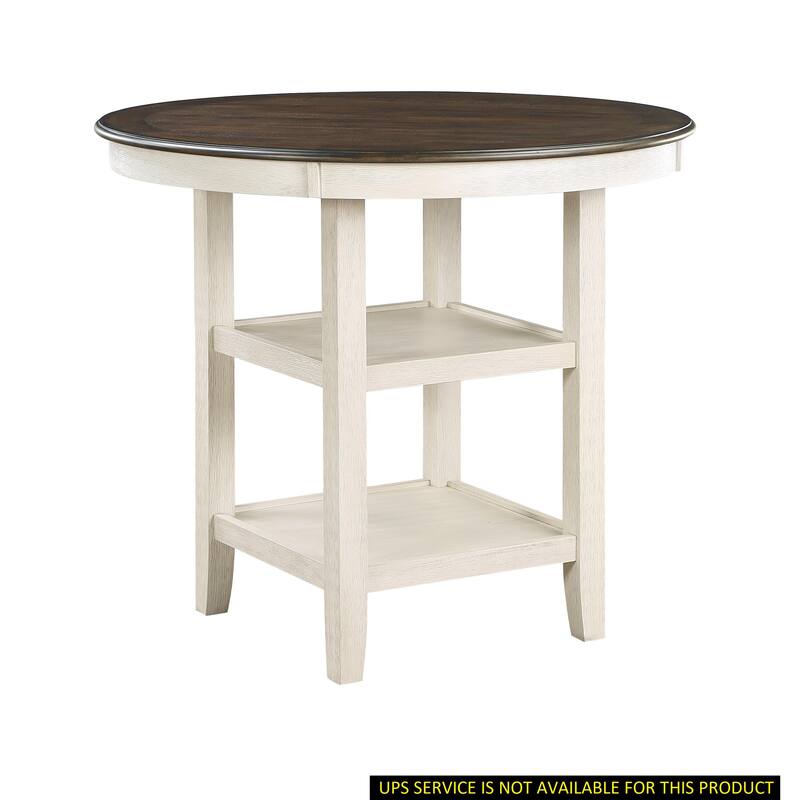 Brown and Antique White Finish 1pc Counter Height Table with 2x Display Shelves Transitional