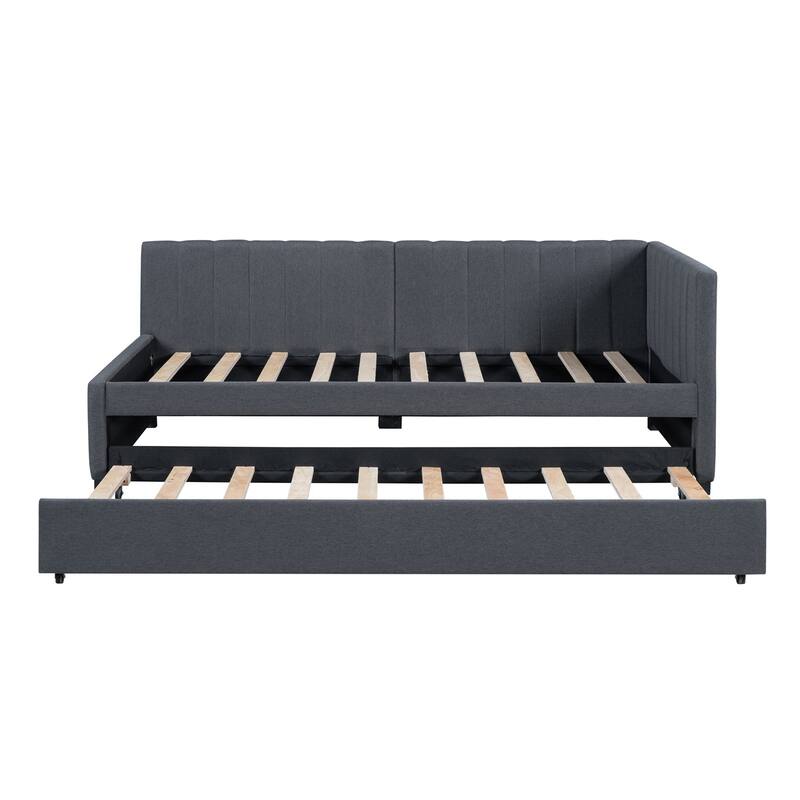 Merax Twin Size Upholstered Daybed with Trundle