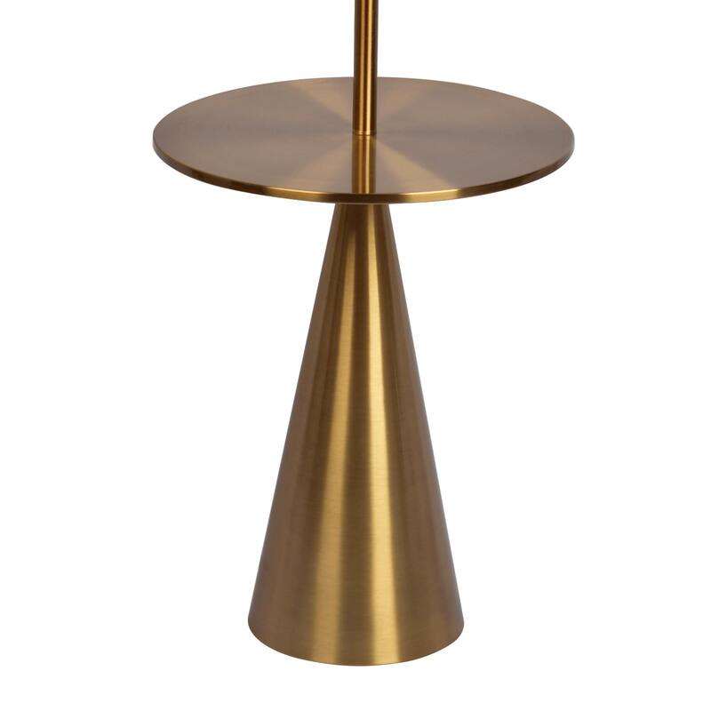 Celestial Modern Floor Lamp with Brass Accent Table with Large White Shade - Gold,White