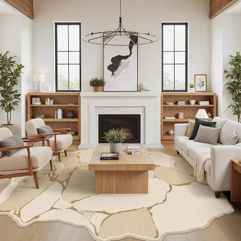 Mcow Modern Abstract Machine Washable Low Pile Area Rugs - 5'X7'