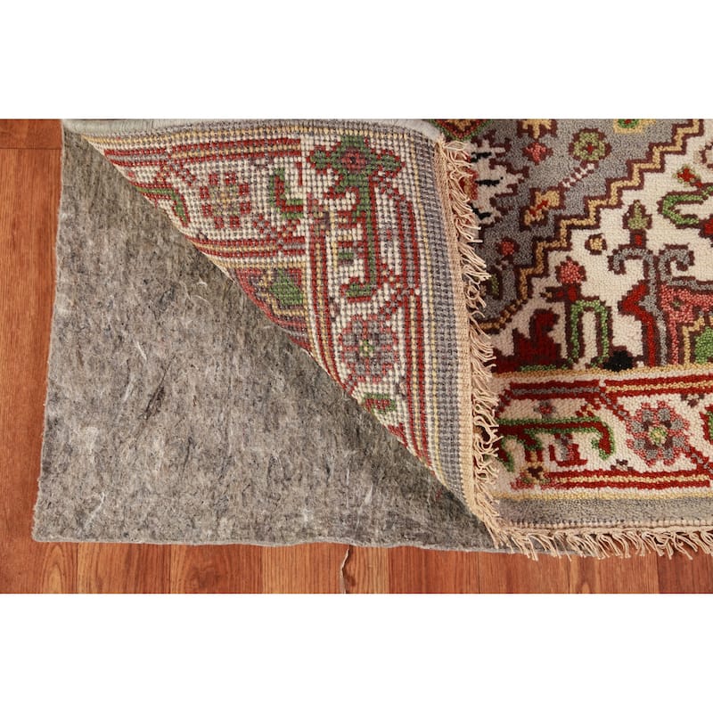 Gray Geometric Heriz Serapi Oriental Runner Rug Handmade Wool Carpet - 2'7" x 7'11"