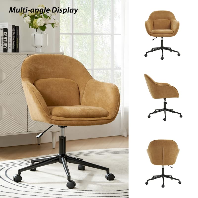 Victoria Modern Curved Backrest Office Chair with Casters and Metal Base by HULALA HOME