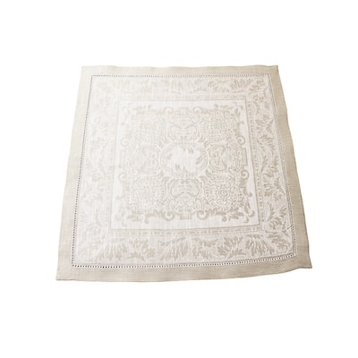 French Home Linen Set of 6 Arboretum Napkins - Ivory and Taupe