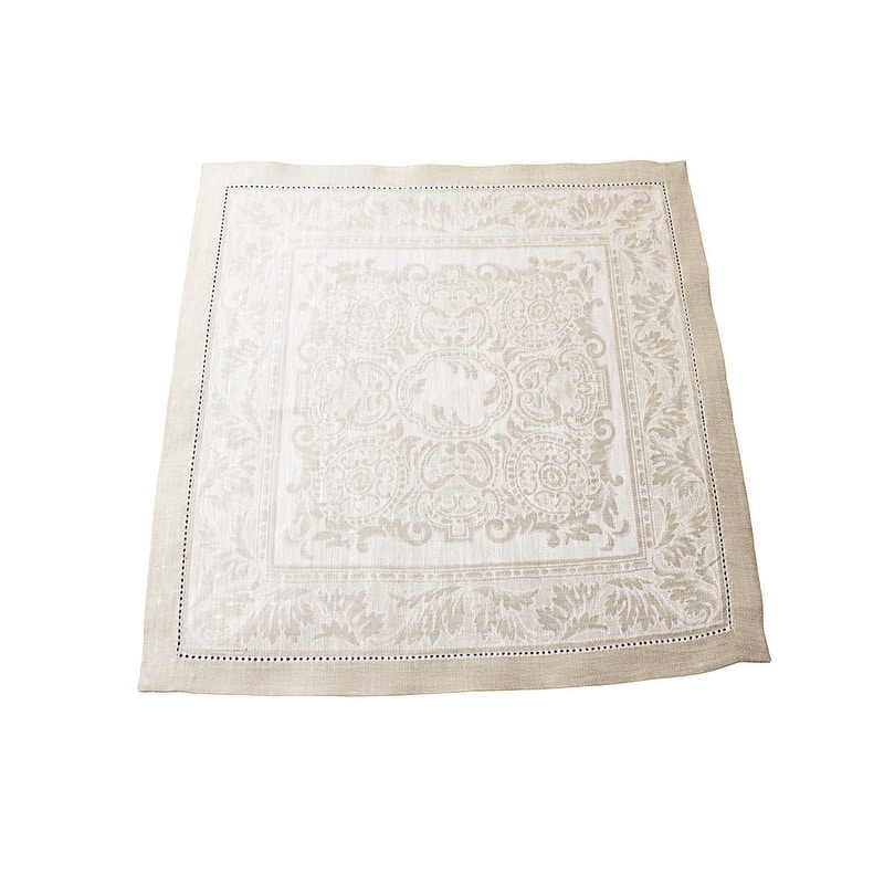 French Home Linen Set of 6 Arboretum Napkins - Ivory and Taupe
